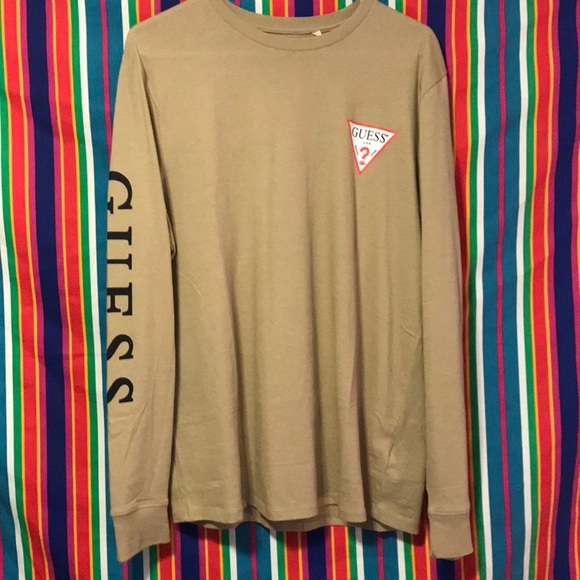 tan guess shirt